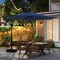 10 Feet Navy Offset Patio Umbrella with LED Lights and Double Canopy and 360° Rotation for Outdoor Shade